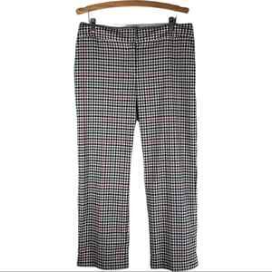 Jones New York cream green blue check high waist straight leg preppy pants 14